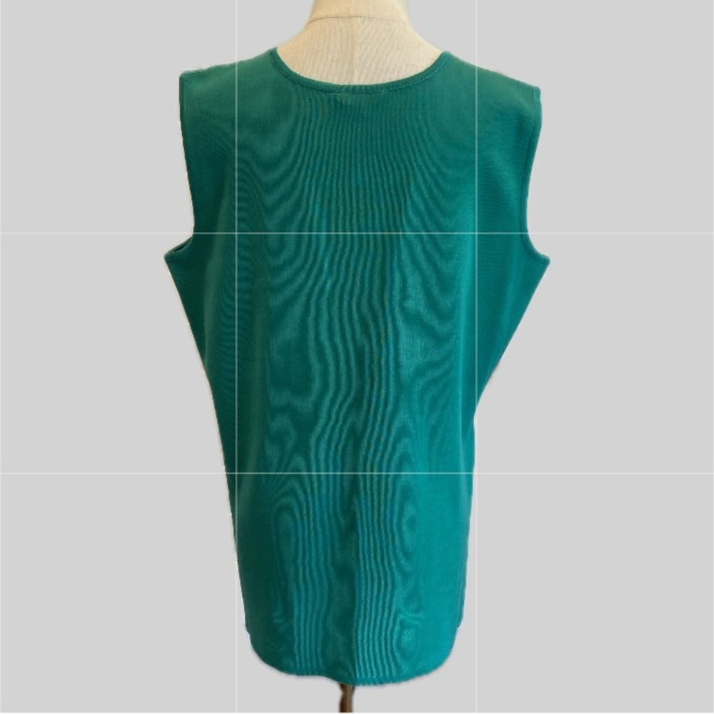 Misook Knit Sleeveless Green Top L - Picture 2 of 6